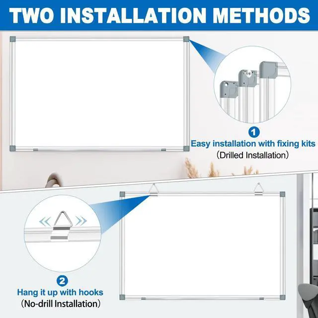 Alt view image 11 of 14 - White Board Dry Erase Whiteboard for Wall 36" x 24" (2pcs) Aluminum Presentation Magnetic Whiteboards with Long Pen Tray, Hanging Whiteboard for Office, Meeting Room, Classroom, School & Home