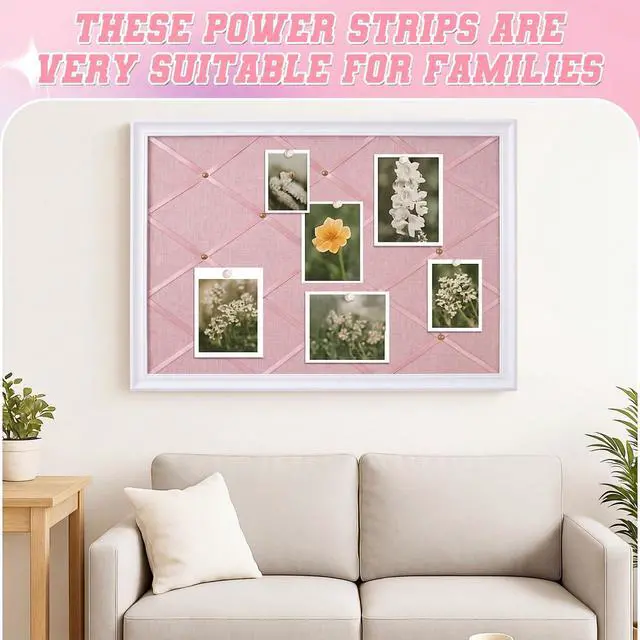 Alt view image 11 of 12 - White Bulletin Board 21"×27" Linen Fabric Decorative Board Hanging Memo Boards for Women Large Cork Bulletin Boards for Home Office with 20 Pushpins - Pink Linen with White Frame
