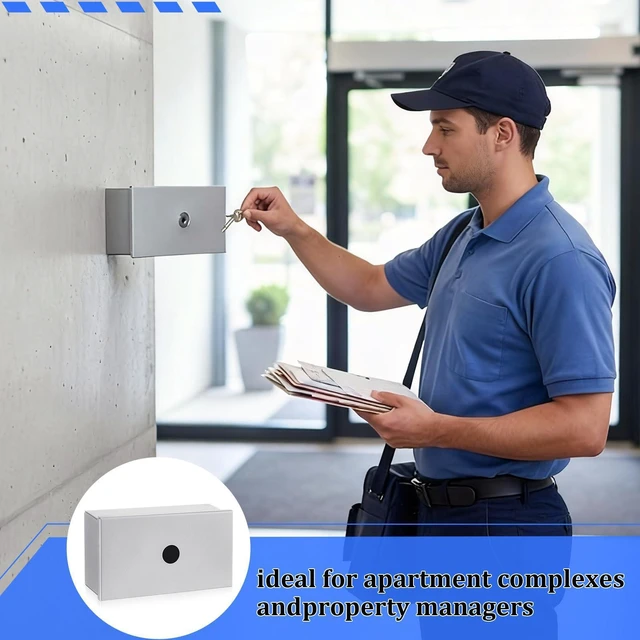 Alt view image 9 of 14 - Key Lockbox for Outside 6" x 3.5" Surface Mounted Stainless Steel Key Storage Box for Apartment Buildings Box for Secure Entry Keys Management, Lock Not Included(Steel Color)