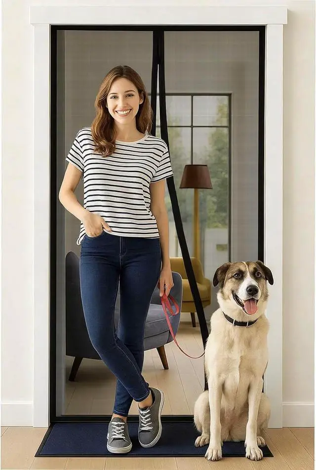 Alt view image 9 of 14 - Magnetic Screen Door with Upgraded PET Material Mesh- Easy Installation, Tear-Resistant, Pet and Kid Friendly Screen 38"X84" Fit Door Size 36"X82"