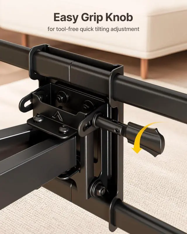 Alt view image 10 of 12 - Heavy Duty TV Wall Mount for 37-90 inch TV up to 165lbs, 4X Load Tested, Full Motion with Dual Articulating Arms, Tool-Free Tilt, Swivel & Extend, VESA 200x100 to 600x400, Fits 12/16" Studs
