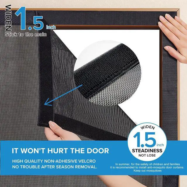 Alt view image 12 of 14 - Magnetic Screen Door with Upgraded PET Material Mesh- Easy Installation, Tear-Resistant, Pet and Kid Friendly Screen 38"X84" Fit Door Size 36"X82"