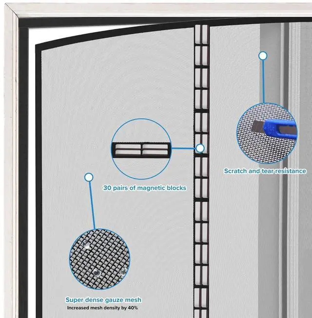 Alt view image 13 of 14 - Magnetic Screen Door with Upgraded PET Material Mesh- Easy Installation, Tear-Resistant, Pet and Kid Friendly Screen 38"X84" Fit Door Size 36"X82"