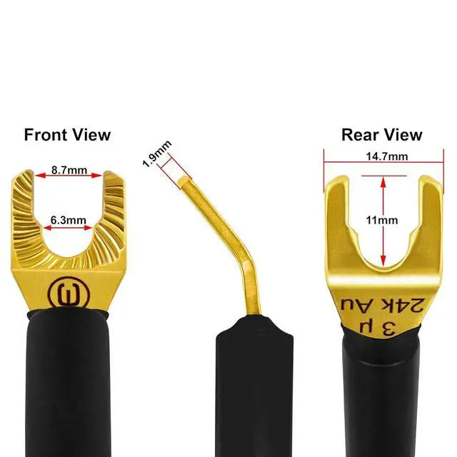 Alt view image 12 of 12 - 25 Foot WBC-GOLD-LOCAP-SPKR-14 AWG - Low-Capacitance - Low-Inductance - High Purity OFC - Audiophile HiFi Speaker Cable Pair with Eminence Gold Spade Plugs