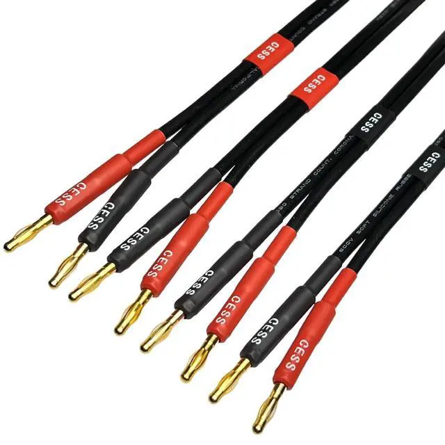 Alt view image 7 of 10 - CESS-037-2f Banana Plug Male to Male Speaker Cable 12 Gauge 680 Strand Count Silicone Soft Wire, 2 Cables (2 FEET)