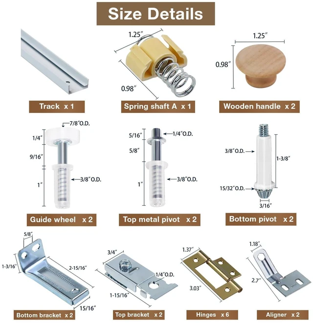 Alt view image 13 of 14 - Bifold Door Hardware Kit, 48-Inch Bi-fold Closet Door Track Kit Bifold Closet Door Hardware Kit Folding Door Hardware Repair Replacement Tool Kit