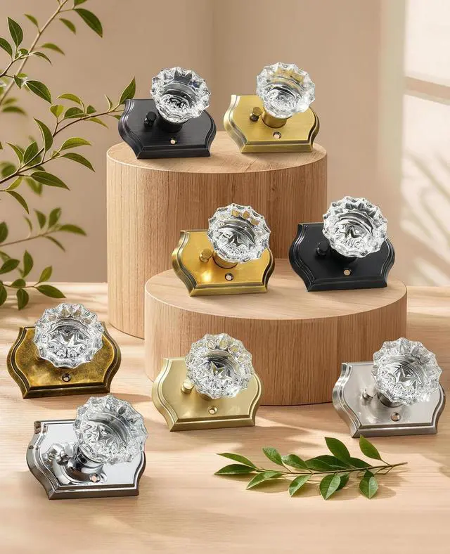 Alt view image 9 of 14 - Glass Door Knobs, Privacy Black Door Knob Interior, 1 Pack | Crystal Door Knobs, Oil Rubbed Bronze Privacy Door Knobs, 6 Pack