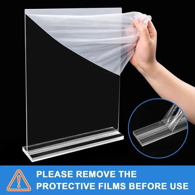 Alt view image 9 of 14 - 24 Pack Acrylic Sign Holder 8.5 x 11 Inches Clear Double Sided Vertical Table Sign Holder Document Menu Flyer Holder T Shape Display Stand for Office Stores Restaurants Wedding Party
