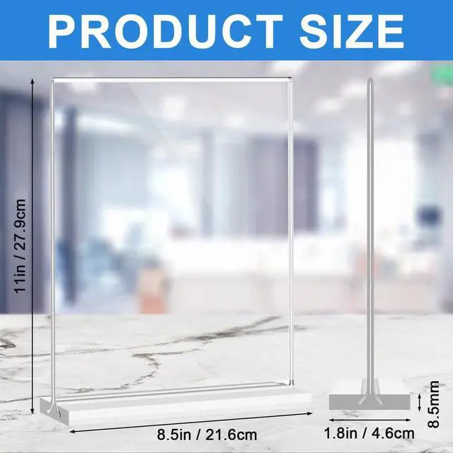 Alt view image 10 of 14 - 24 Pack Acrylic Sign Holder 8.5 x 11 Inches Clear Double Sided Vertical Table Sign Holder Document Menu Flyer Holder T Shape Display Stand for Office Stores Restaurants Wedding Party