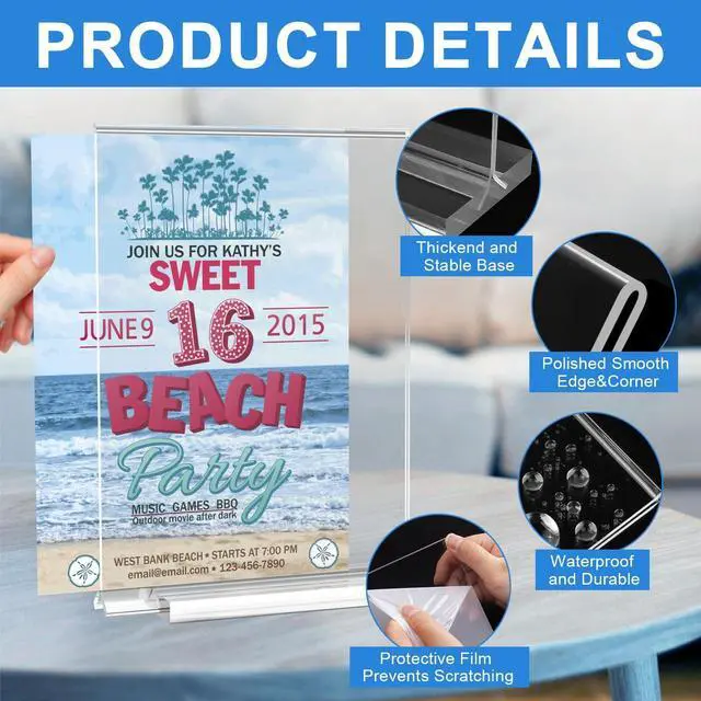 Alt view image 11 of 14 - 24 Pack Acrylic Sign Holder 8.5 x 11 Inches Clear Double Sided Vertical Table Sign Holder Document Menu Flyer Holder T Shape Display Stand for Office Stores Restaurants Wedding Party