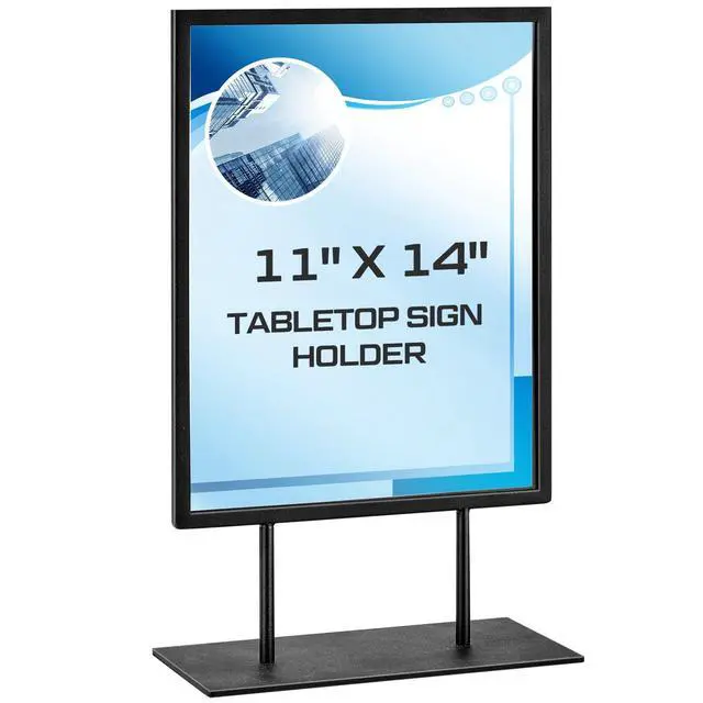 Alt view image 8 of 14 - 1 Pcs Tabletop Sign Holder with Flat Base 11" x 14" Double Sided Countertop Sign Holder Vertical Desktop Display Stand Metal Poster Display Stand for Office Store Restaurant Hotels, Black