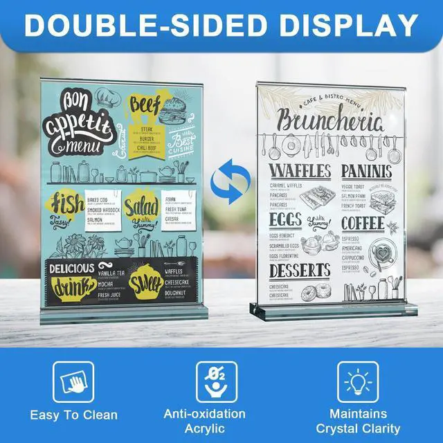 Alt view image 13 of 14 - 24 Pack Acrylic Sign Holder 8.5 x 11 Inches Clear Double Sided Vertical Table Sign Holder Document Menu Flyer Holder T Shape Display Stand for Office Stores Restaurants Wedding Party