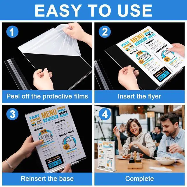 Alt view image 12 of 14 - 24 Pack Acrylic Sign Holder 8.5 x 11 Inches Clear Double Sided Vertical Table Sign Holder Document Menu Flyer Holder T Shape Display Stand for Office Stores Restaurants Wedding Party