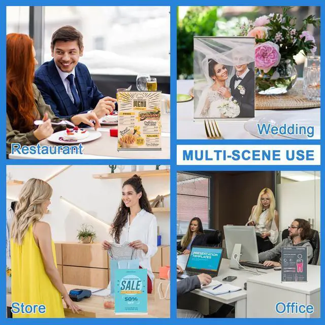 Alt view image 14 of 14 - 24 Pack Acrylic Sign Holder 8.5 x 11 Inches Clear Double Sided Vertical Table Sign Holder Document Menu Flyer Holder T Shape Display Stand for Office Stores Restaurants Wedding Party