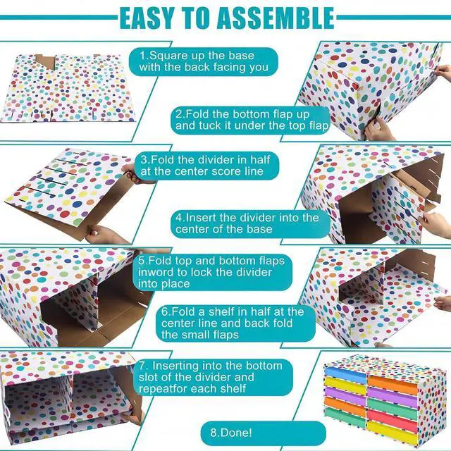 Alt view image 11 of 12 - 2 Pcs Confetti 15 Slots Classroom Paper Storage Organizer 29 x 12 Construction Paper Storage Large Desktop Mailbox File Sorter Literature Cardboard Organizer for Teacher School Office Home