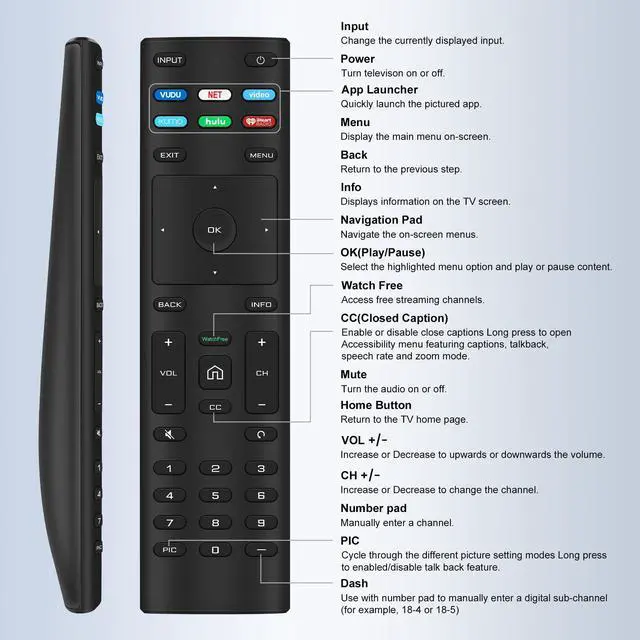 Alt view image 12 of 14 - Universal for Vizio Smart TV Remote Control Replacement, VizioRemote Compatible with VIZIO All LED LCD HD 4K UHD HDR Smart TVs