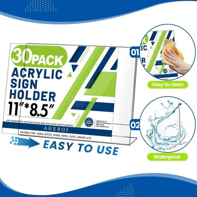 Alt view image 11 of 14 - Acrylic Sign Holder 8.5x11, Plastic Sign Holder Standing Bulk 30Pcs | L-shape Acrylic Stand Sign Holders Horizontal,Clear Menu Holder,Unbreakable Paper Holder Display Stands, Office School Store