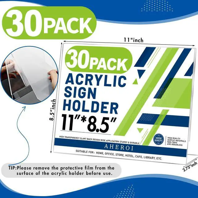 Alt view image 9 of 14 - Acrylic Sign Holder 8.5x11, Plastic Sign Holder Standing Bulk 30Pcs | L-shape Acrylic Stand Sign Holders Horizontal,Clear Menu Holder,Unbreakable Paper Holder Display Stands, Office School Store