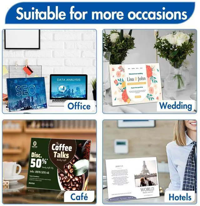 Alt view image 13 of 14 - Acrylic Sign Holder 8.5x11, Plastic Sign Holder Standing Bulk 30Pcs | L-shape Acrylic Stand Sign Holders Horizontal,Clear Menu Holder,Unbreakable Paper Holder Display Stands, Office School Store