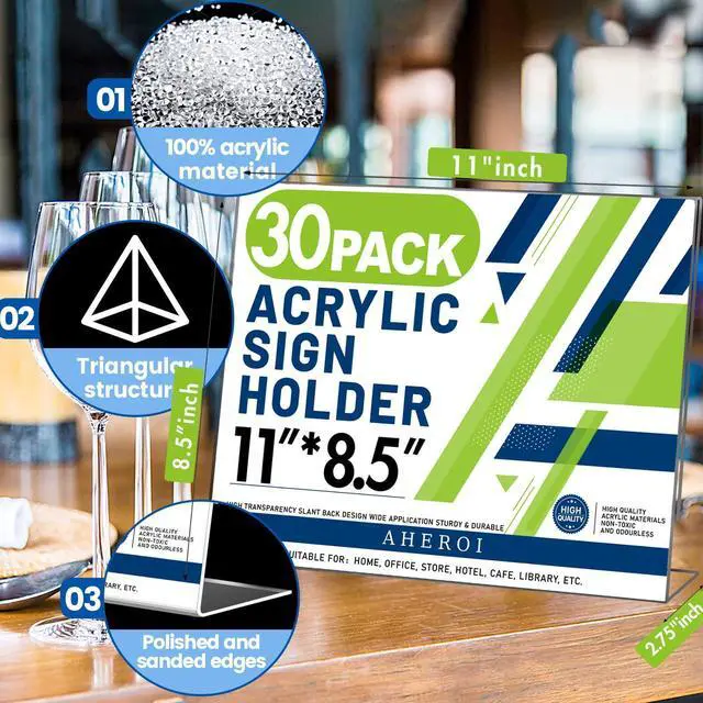 Alt view image 10 of 14 - Acrylic Sign Holder 8.5x11, Plastic Sign Holder Standing Bulk 30Pcs | L-shape Acrylic Stand Sign Holders Horizontal,Clear Menu Holder,Unbreakable Paper Holder Display Stands, Office School Store