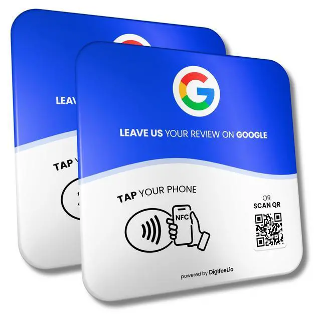 Alt view image 5 of 8 - Review Tap Card for Google reviews NFC + QR Code Sign Boost Customer Feedback Plate for Business Compatible with All Phones (Multicolor, 2 Plates)