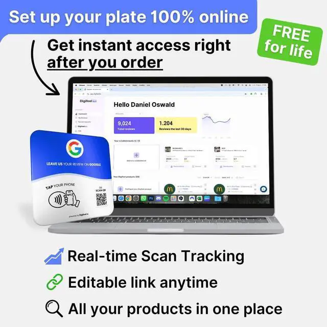 Alt view image 6 of 8 - Review Tap Card for Google reviews NFC + QR Code Sign Boost Customer Feedback Plate for Business Compatible with All Phones (Multicolor, 2 Plates)