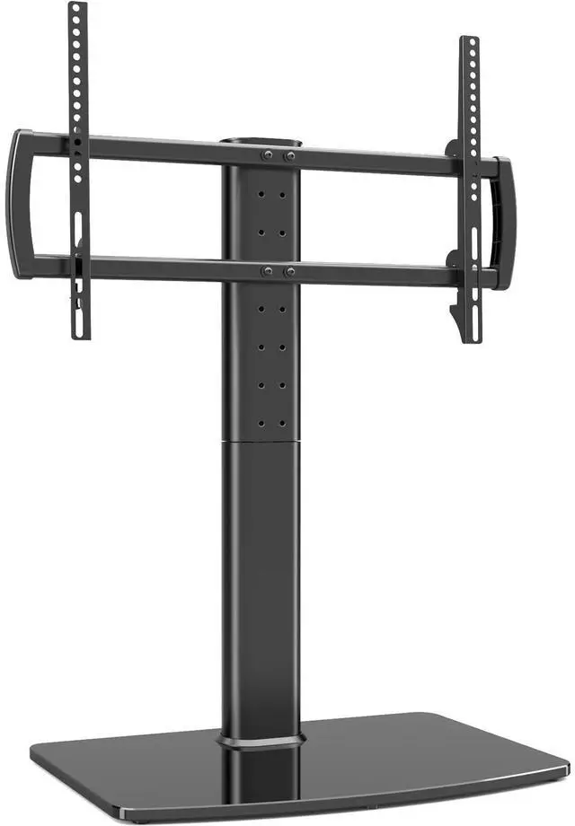 Alt view image 7 of 12 - Universal Swivel TV Stand/Base Table Top Stand 40 to 86 inch TVs 110 Degree Swivel, 5 Level Height Adjustable, Heavy Duty Tempered Glass Base, Holds up 132lbs Screens, HT04B-003