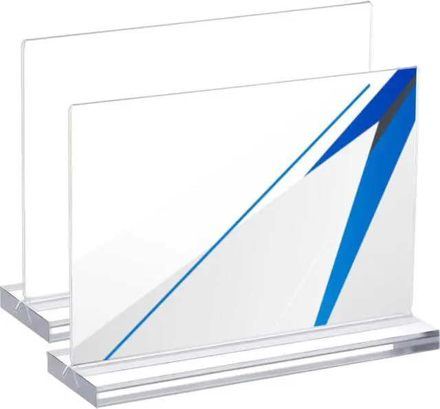 Alt view image 8 of 14 - 4 Pack 11 x 17 Inches Acrylic Sign Holder Horizontal Clear T Shaped Sign Holder Table Photo Menu Display Stand Double Sided Picture Flyer Sign Holder for Office Restaurant Store (4, 11 x 17 Inches)