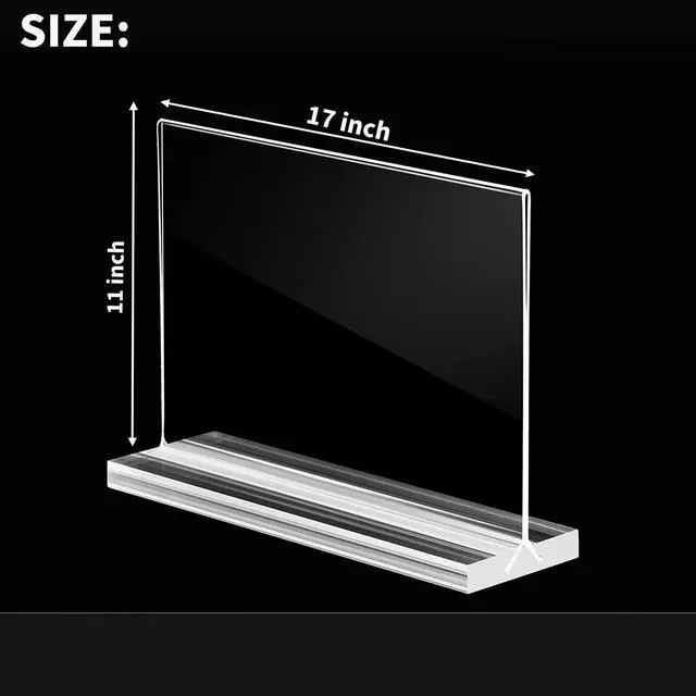 Alt view image 9 of 14 - 4 Pack 11 x 17 Inches Acrylic Sign Holder Horizontal Clear T Shaped Sign Holder Table Photo Menu Display Stand Double Sided Picture Flyer Sign Holder for Office Restaurant Store (4, 11 x 17 Inches)