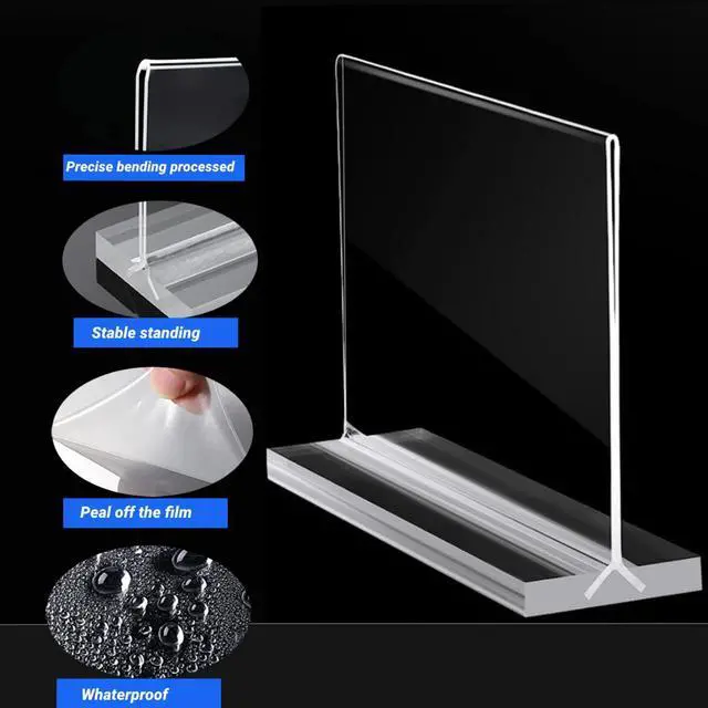 Alt view image 10 of 14 - 4 Pack 11 x 17 Inches Acrylic Sign Holder Horizontal Clear T Shaped Sign Holder Table Photo Menu Display Stand Double Sided Picture Flyer Sign Holder for Office Restaurant Store (4, 11 x 17 Inches)
