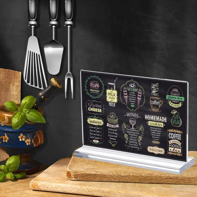 Alt view image 12 of 14 - 4 Pack 11 x 17 Inches Acrylic Sign Holder Horizontal Clear T Shaped Sign Holder Table Photo Menu Display Stand Double Sided Picture Flyer Sign Holder for Office Restaurant Store (4, 11 x 17 Inches)