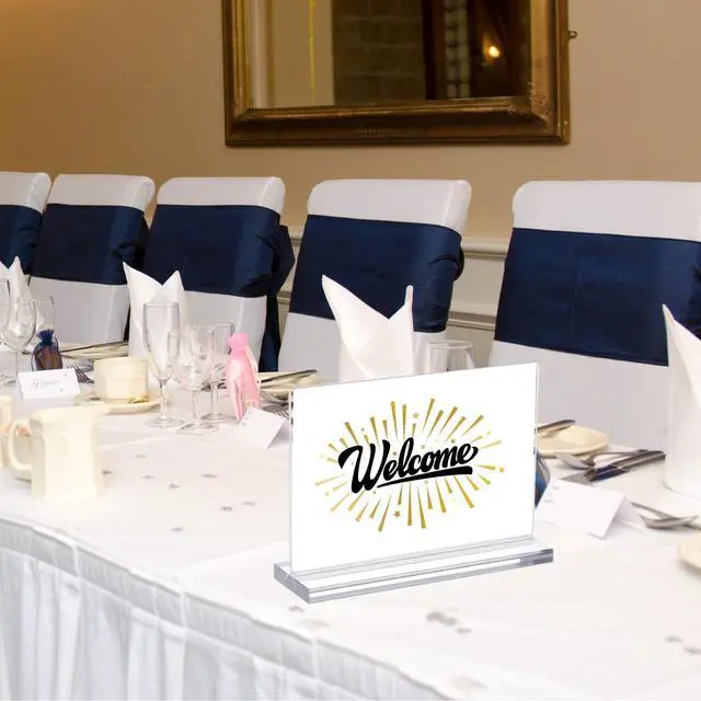 Alt view image 13 of 14 - 4 Pack 11 x 17 Inches Acrylic Sign Holder Horizontal Clear T Shaped Sign Holder Table Photo Menu Display Stand Double Sided Picture Flyer Sign Holder for Office Restaurant Store (4, 11 x 17 Inches)