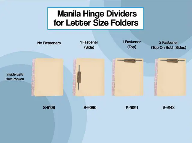Alt view image 10 of 12 - Self Adhesive Dividers for File Folders, Side Hinge Divider with 2" Bonded Fastener on Front Side, 11 pt Manila Stock, Box of 100