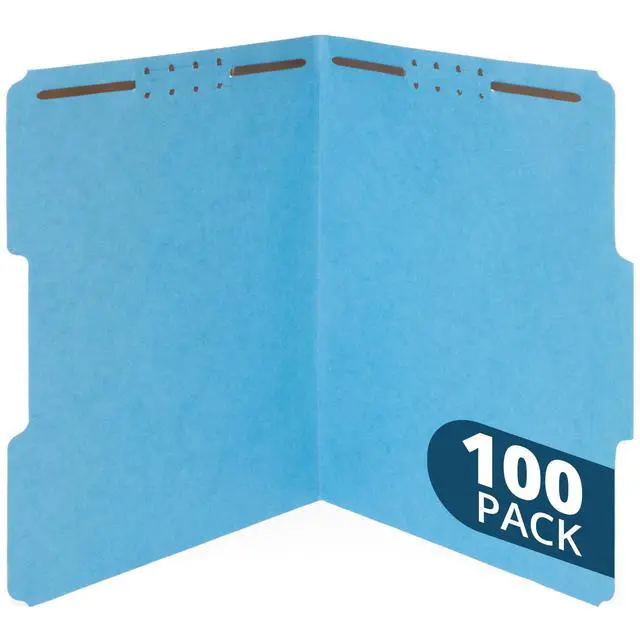 Alt view image 2 of 2 - 100 Fastener File Folders, 1/3 Tab, Light Blue | Letter size, 11pt, 1/3 cut top tab, 2 prong fasteners, for medical files, reports, and office records