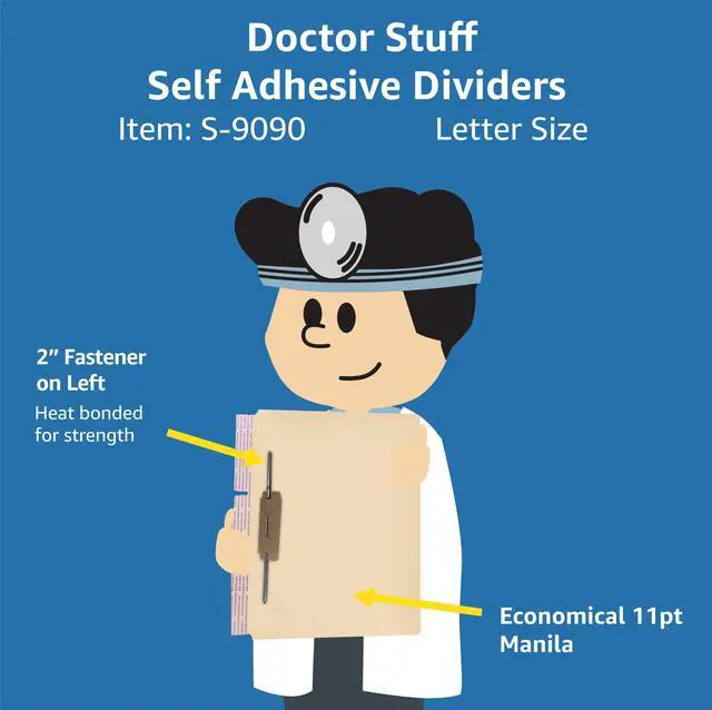 Alt view image 8 of 12 - Self Adhesive Dividers for File Folders, Side Hinge Divider with 2" Bonded Fastener on Front Side, 11 pt Manila Stock, Box of 100