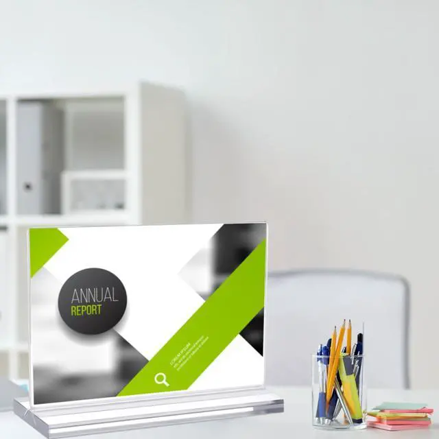 Alt view image 14 of 14 - 4 Pack 11 x 17 Inches Acrylic Sign Holder Horizontal Clear T Shaped Sign Holder Table Photo Menu Display Stand Double Sided Picture Flyer Sign Holder for Office Restaurant Store (4, 11 x 17 Inches)