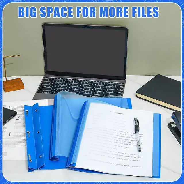 Alt view image 12 of 12 - 100 Pcs Plastic Report Covers with 3 Prong Fasteners 11.42 x 9.45 Inch Clear Front Report Covers Bulk Presentation Folders for School Document(Blue)