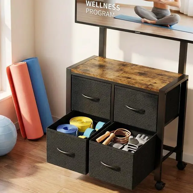 Alt view image 14 of 14 - Mobile TV Cart Rolling TV Stand Holder with 4 Drawer, for 23-60 inch Flat/Curved Screens,Portable Corner Floor TV Stand on Wheels, Holds Up 88Lbs with Wood Shelf, for Living Room Bedroom