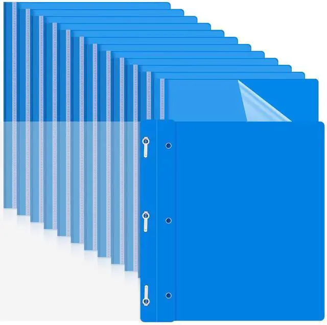 Alt view image 7 of 12 - 100 Pcs Plastic Report Covers with 3 Prong Fasteners 11.42 x 9.45 Inch Clear Front Report Covers Bulk Presentation Folders for School Document(Blue)