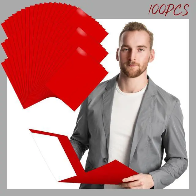 Alt view image 9 of 12 - 100 Pack Folder with 2 Pocket Glossy Laminated Letter Size Paper Folder with Pocket Bulk Paper Portfolios for School, Teacher, College, Office (Red)