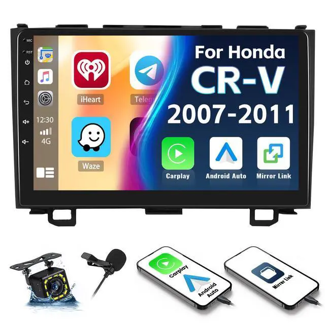 Alt view image 7 of 12 - Car Stereo MP5 Player for Honda CRV 2007-2011 Car Radio with Apple Carplay Android Auto Mirror Link, 9" Touch Screen Radio with Bluetooth Backup Camera FM SWC Dual USB Input