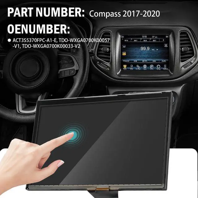 Alt view image 6 of 8 - 7" Uconnect VP2 Touch Screen Digitizer LCD Monitor Radio Navigation Display for Jeep Compass 2017-2020 Renegade 2018-2021 Replacement TDO-WXGA0700K00057-V1 ACT3S5370FPC-A1-E