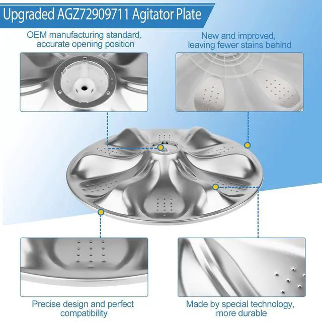 Alt view image 12 of 12 - Upgrade AGZ72909711 Agitator Plate with 5006EA3009B Washer Pulsator Cap Compatible with l-g Washer AGZ72909702 Washplate Pulsator Assembly Replaces: AP6800730, 4873462, AGZ72909703
