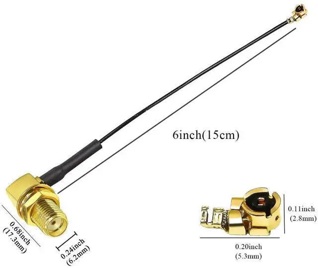 Alt view image 8 of 12 - Coax Cable 6inch(15cm) Female Right Angle to UFL MHF1 Antenna Coaxial Cable 5pcs 1.13mm MHF1 for Antenna Bluetooth Module