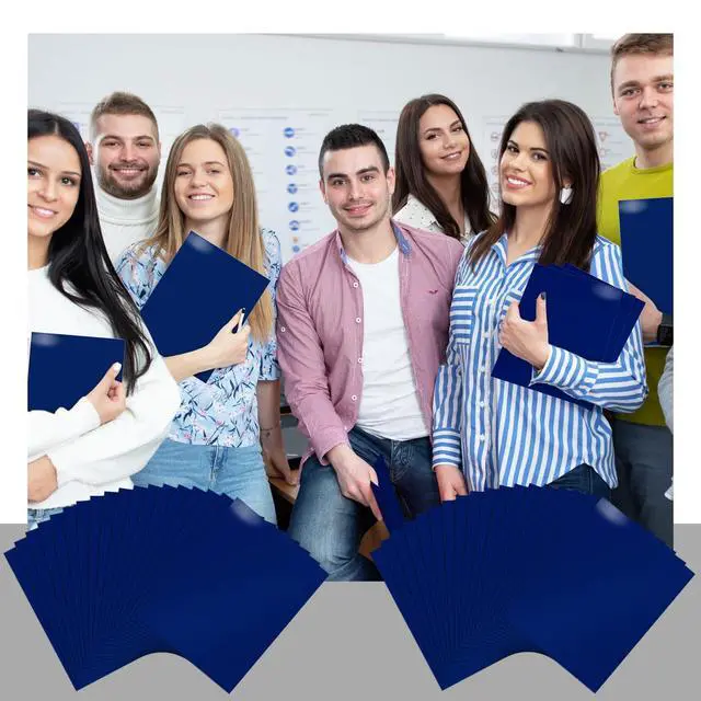 Alt view image 12 of 12 - 100 Pack Folder with 2 Pocket Glossy Laminated Letter Size Paper Folder with Pocket Bulk Paper Portfolios for School, Teacher, College, Office (Blue)
