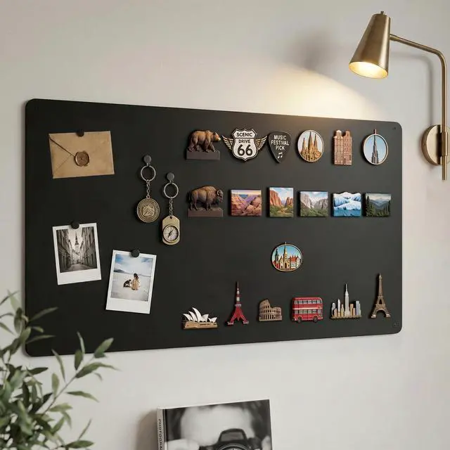 Alt view image 8 of 14 - Magnetic Board for Wall 39.4" x 19.7": Extra Large Black Display Board for Travel & Souvenir Magnet Collections | Heavy Duty Metal Panel for Collectors with Screw Mount Hardware