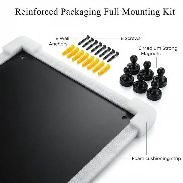 Alt view image 14 of 14 - Magnetic Board for Wall 39.4" x 19.7": Extra Large Black Display Board for Travel & Souvenir Magnet Collections | Heavy Duty Metal Panel for Collectors with Screw Mount Hardware