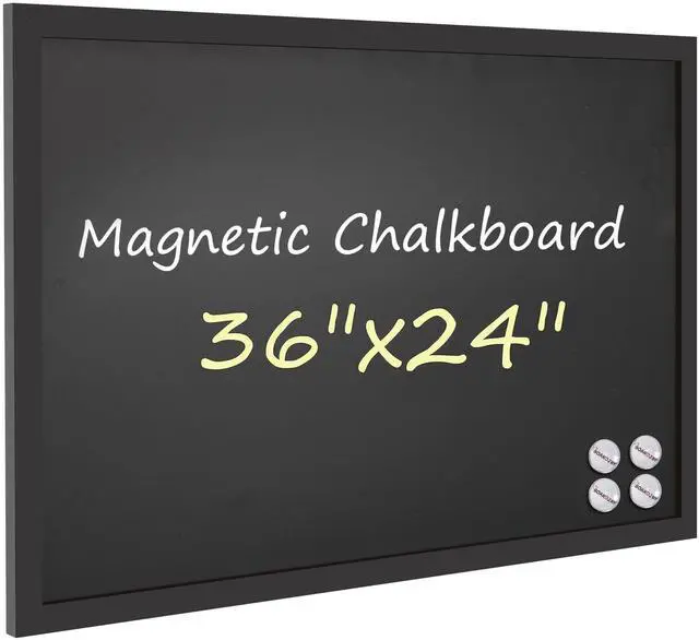 Alt view image 8 of 14 - Magnetic Chalkboard Black Board 24 x 36, Large Chalkboard Blackboard for Wall Decor, Easy-to-Erase Wood Framed Magnet Board for School, Home & Office (Black)