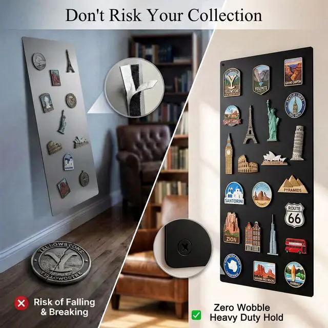 Alt view image 11 of 14 - Magnetic Board for Wall 39.4" x 19.7": Extra Large Black Display Board for Travel & Souvenir Magnet Collections | Heavy Duty Metal Panel for Collectors with Screw Mount Hardware