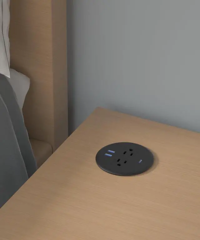 Alt view image 12 of 14 - 2 Pack Desktop Power Grommet,PD20W Fast Charging USB-C.3-inch Round Flush-Mount Desk Outlet, Recessed Grommet Outlet,3 USB Ports,2 AC Outlets,ETL Listed,6.5-FT Cord,Black